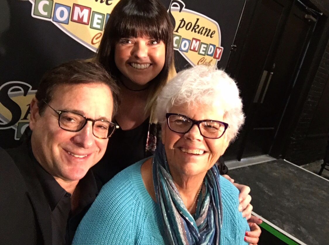 Cat with her mom, Sally, and Bob Saget (whose sister, Gay, passed away from scleroderma)