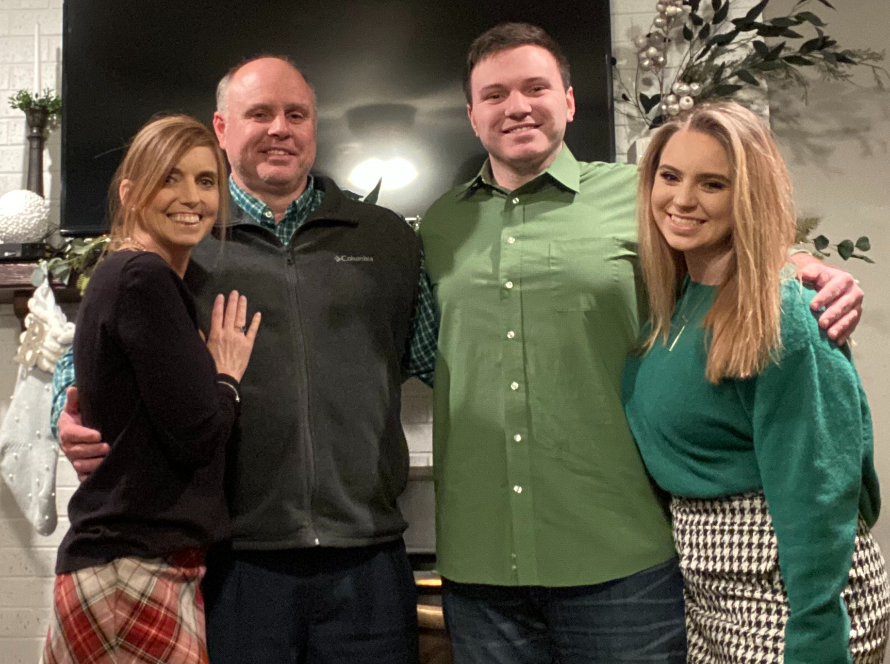 Jennifer and her family at Christmas in 2019