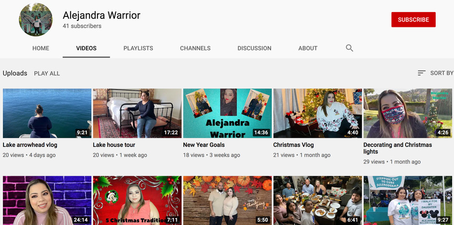 Alejandra's YouTube channel
