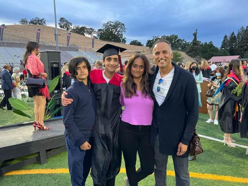The Sisodiya family celebrating Shaan's high school graduation in Danville, California