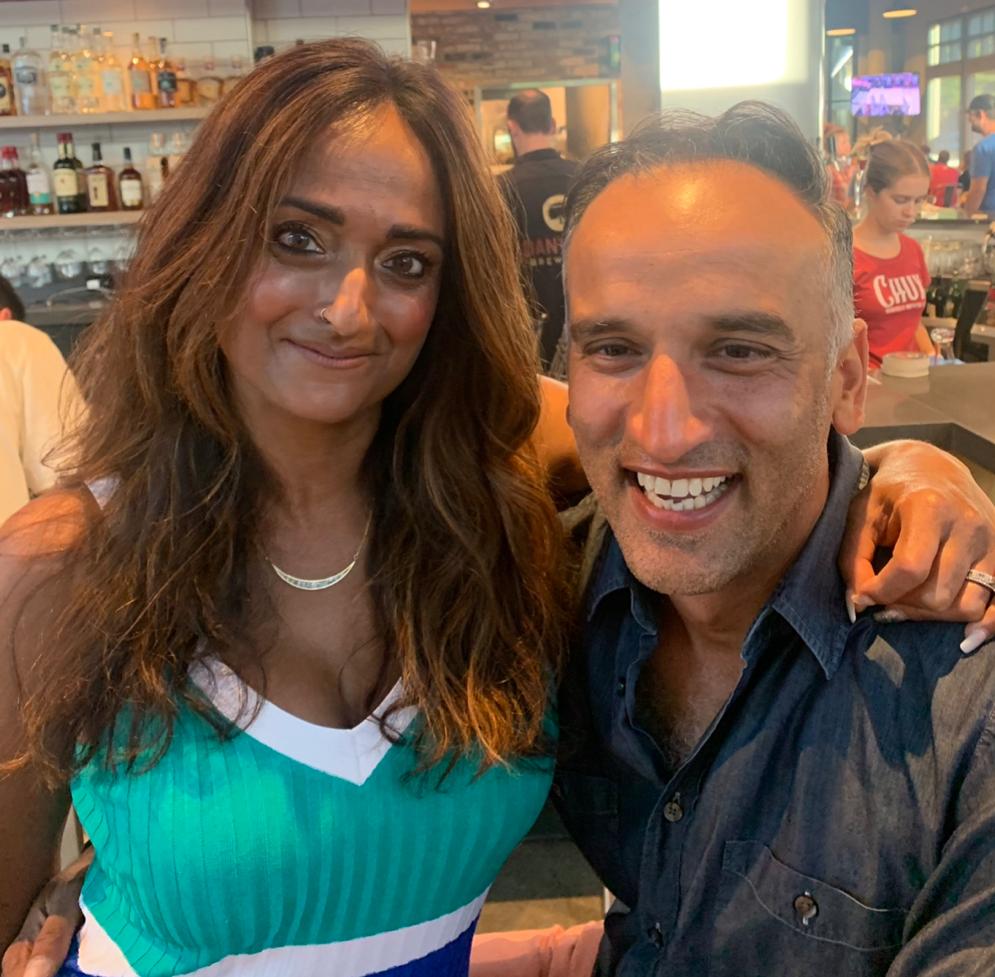 Natasha with her husband, Deepak, on a dinner date night