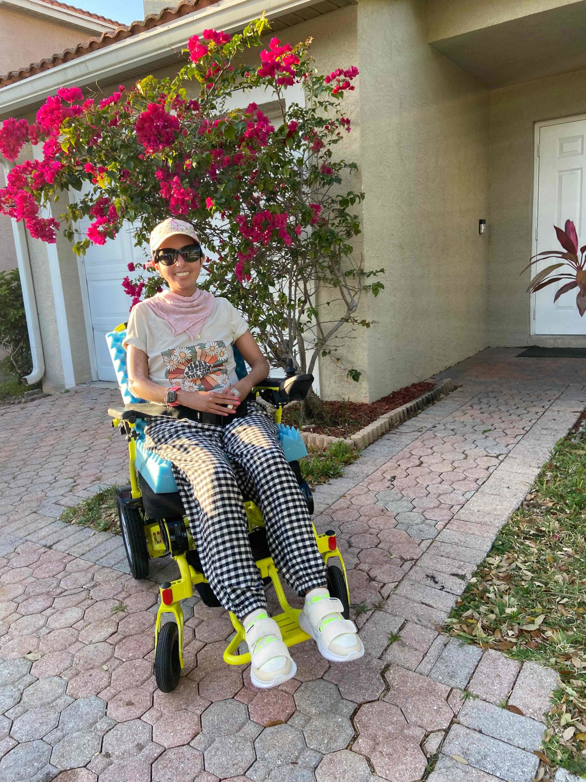 Luisa enjoying an afternoon walk with her mom and dogs